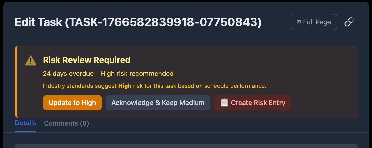 Risk Review Alerts